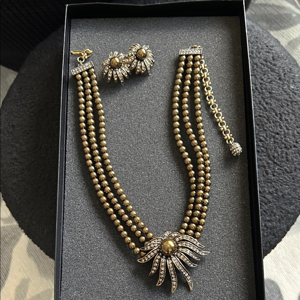 Heidi Daus Gold and Silver Floral Necklace Set